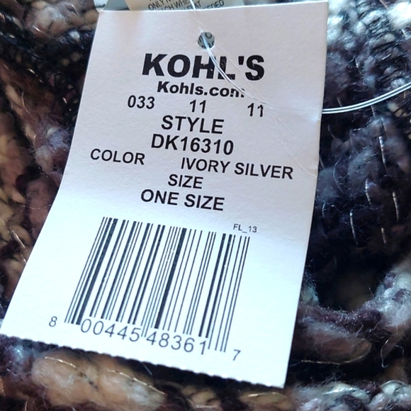 One size fit all DK Ivory Silver Kohl's Scarf - Picture 5 of 5